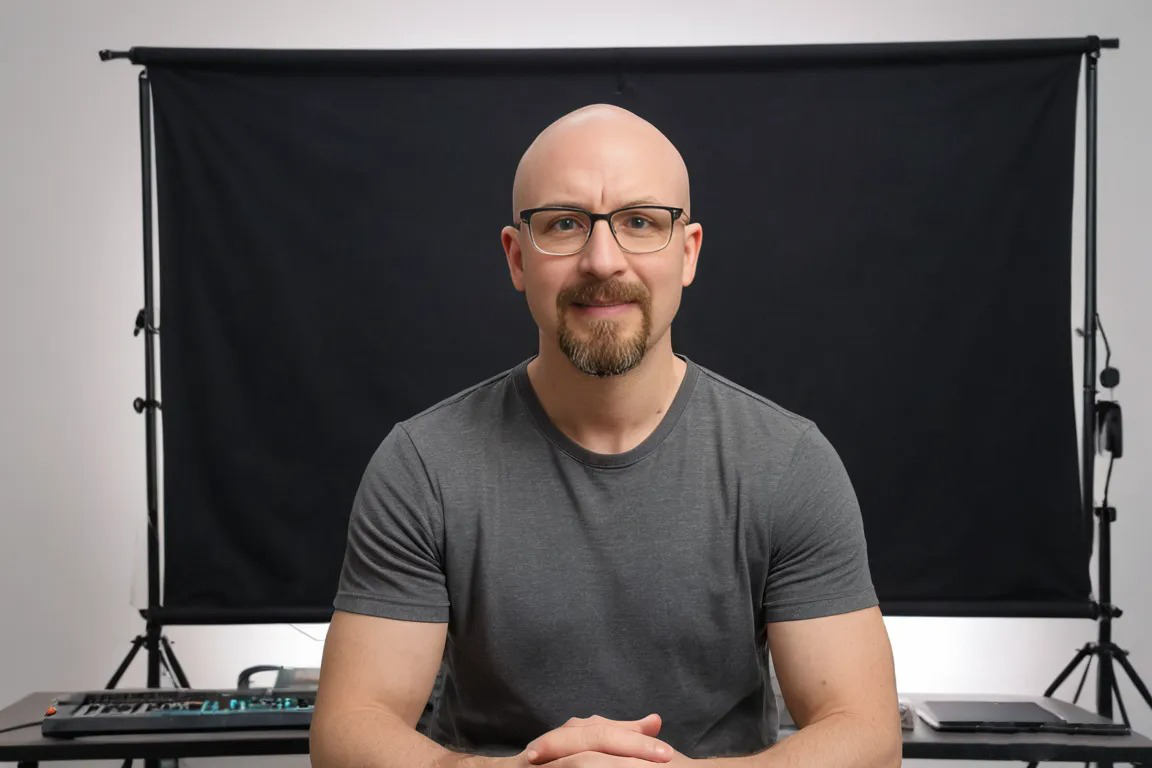 E with black backdrop